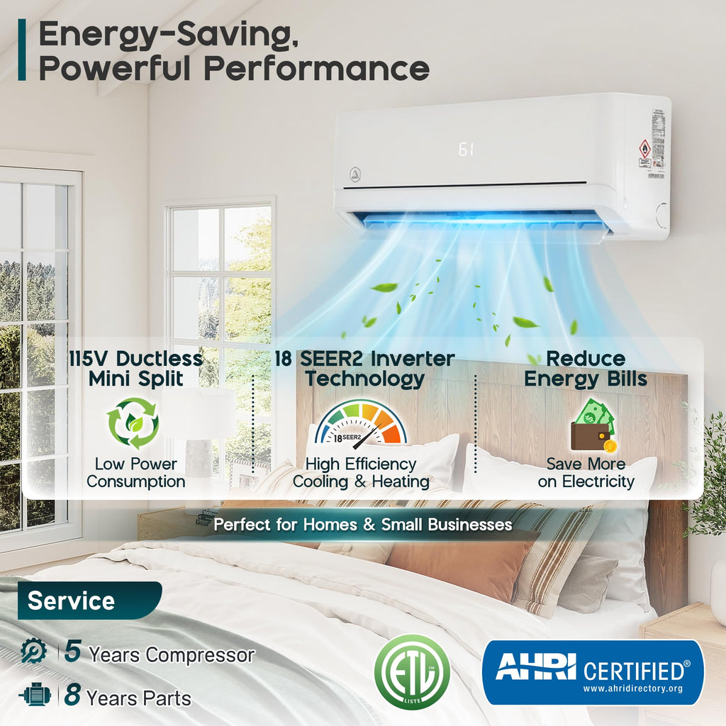 Albott 12,000 BTU 115V DIY Mini Split AC & Heating System with Fast-Fit Set