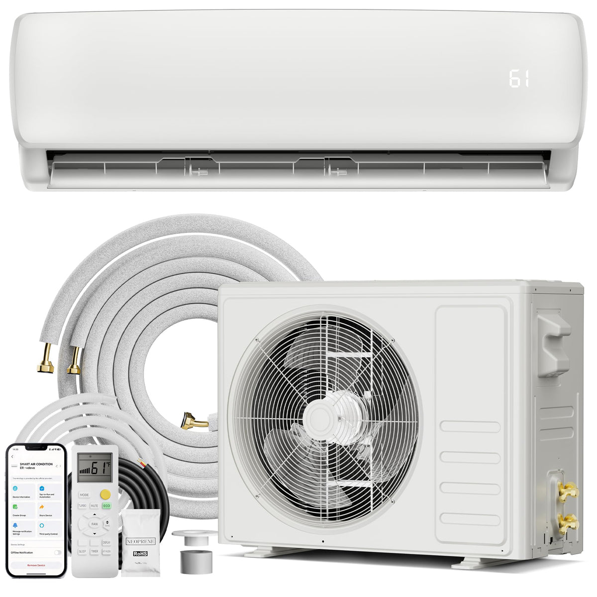 Mountman 12000 BTU Mini Split AC/Heating System,19 SEER2 110/120V Energy Efficient Ductless Inverter System,Cools Up to 750 Sq.Ft with Pre-Charged Condenser,Heat Pump & Installation Kits