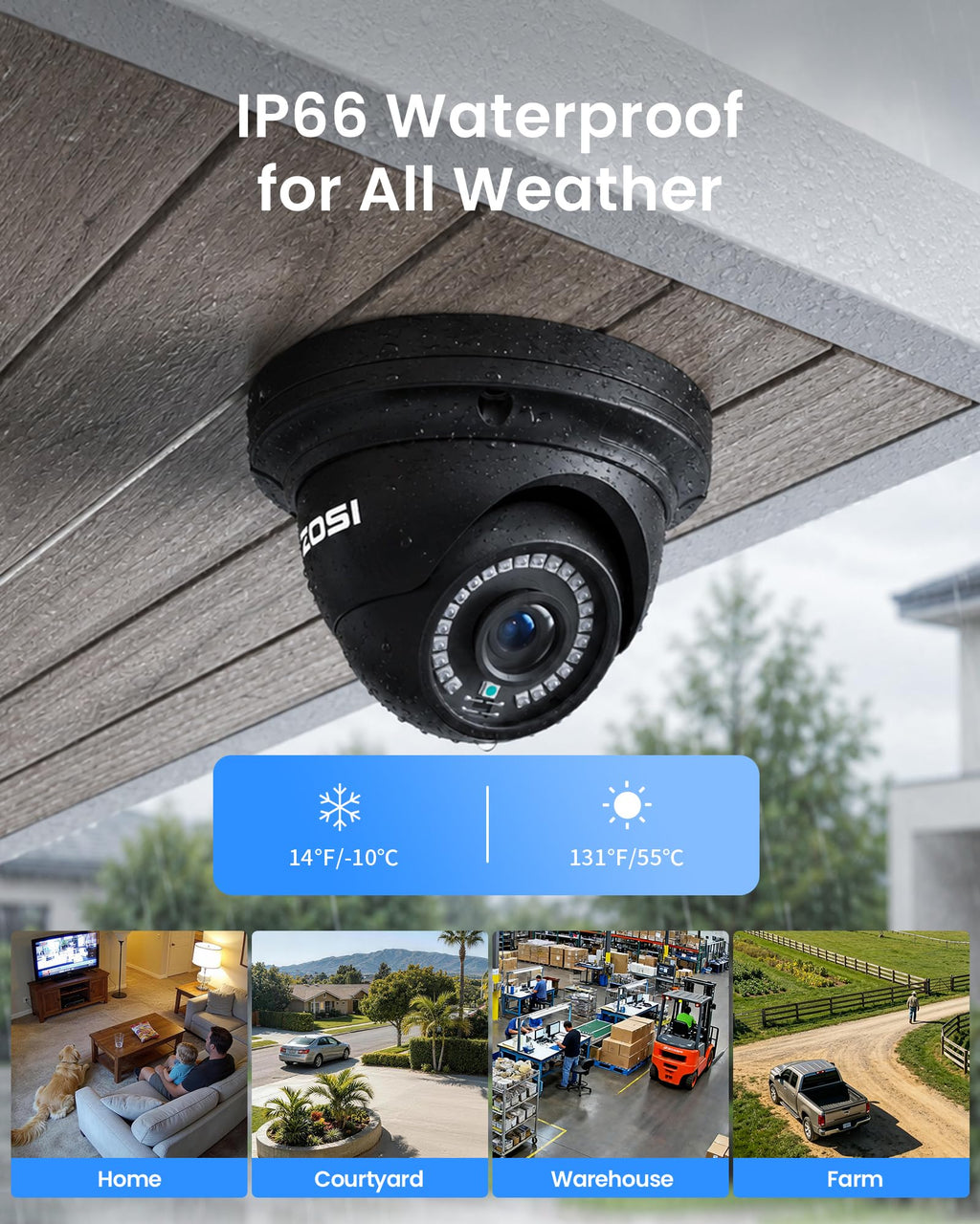 ZOSI 8 Channel 4K NVR with 8 x 5MP PoE Dome Security Camera System, 2TB HDD