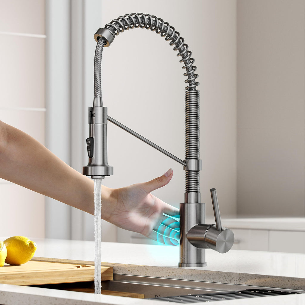 KRAUS Stainless Steel 18 in Touchless Pull Down Kitchen Faucet KSF-1610SFS
