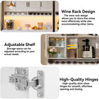 White 72" Tall Kitchen Pantry Cabinet with Charging Station 55" Wide Hutch with LED Light and Countertop