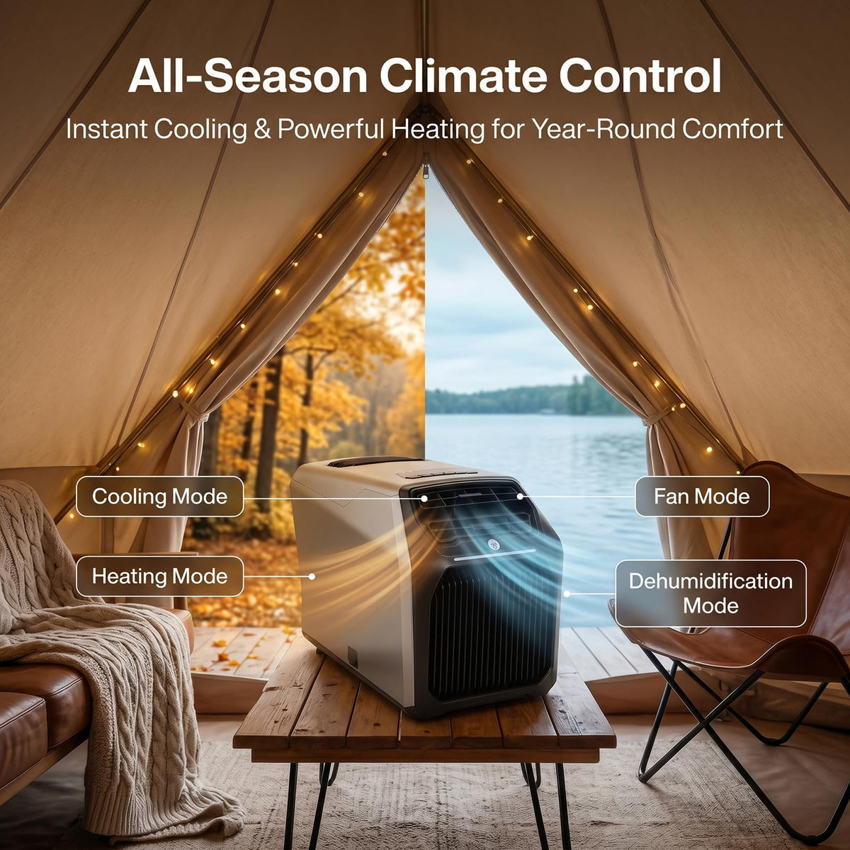 Portable Camping Air Conditioner, 6800BTU Cool & 7500BTU Heat Tent Air Conditioning for RV Trucks, Road trips, Camping and Parking Cooling Outdoor Use