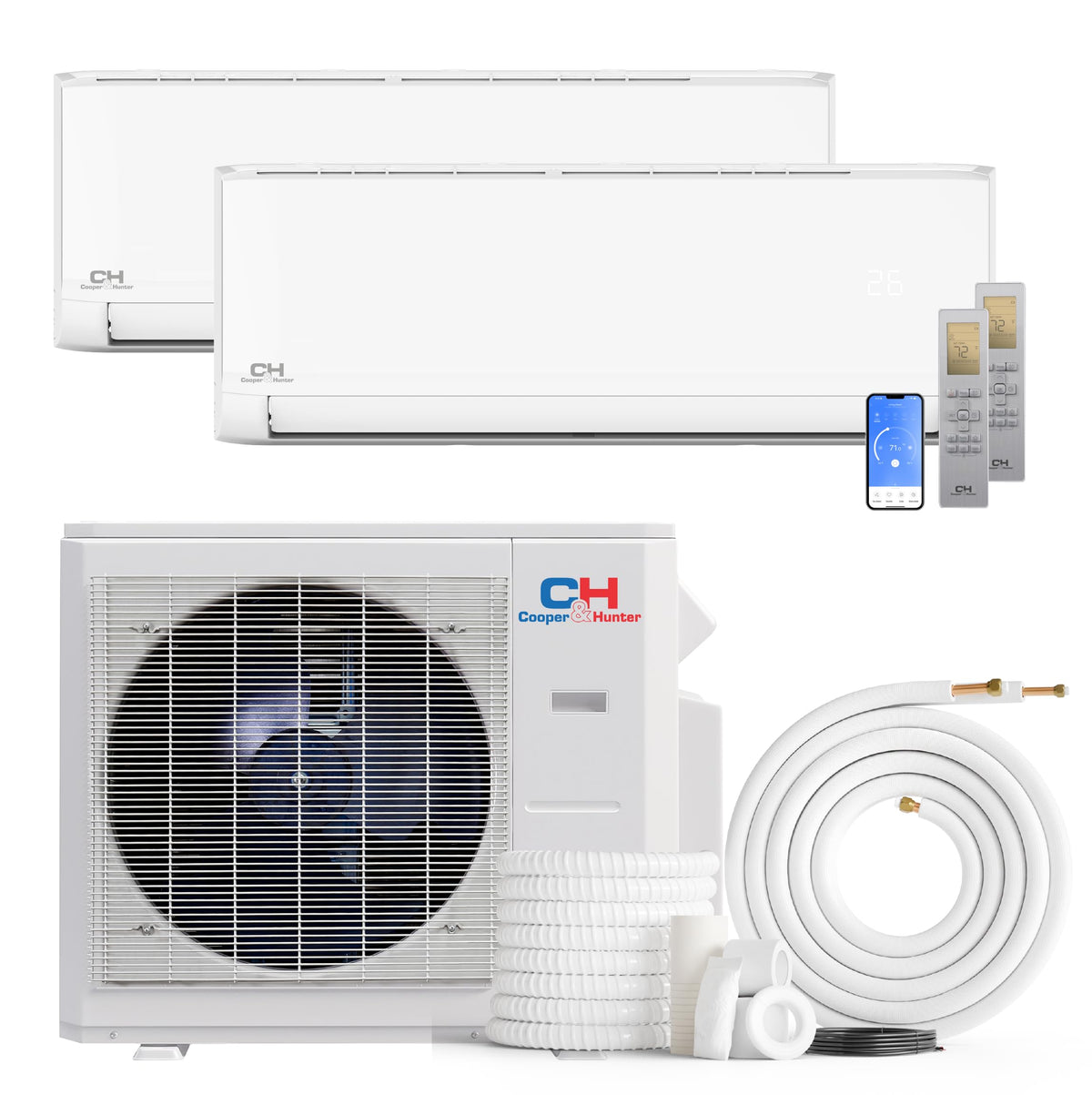Cooper & Hunter 28,000 BTU 2-Zone Wall Mount Mini Split, 25 SEER2, 230V