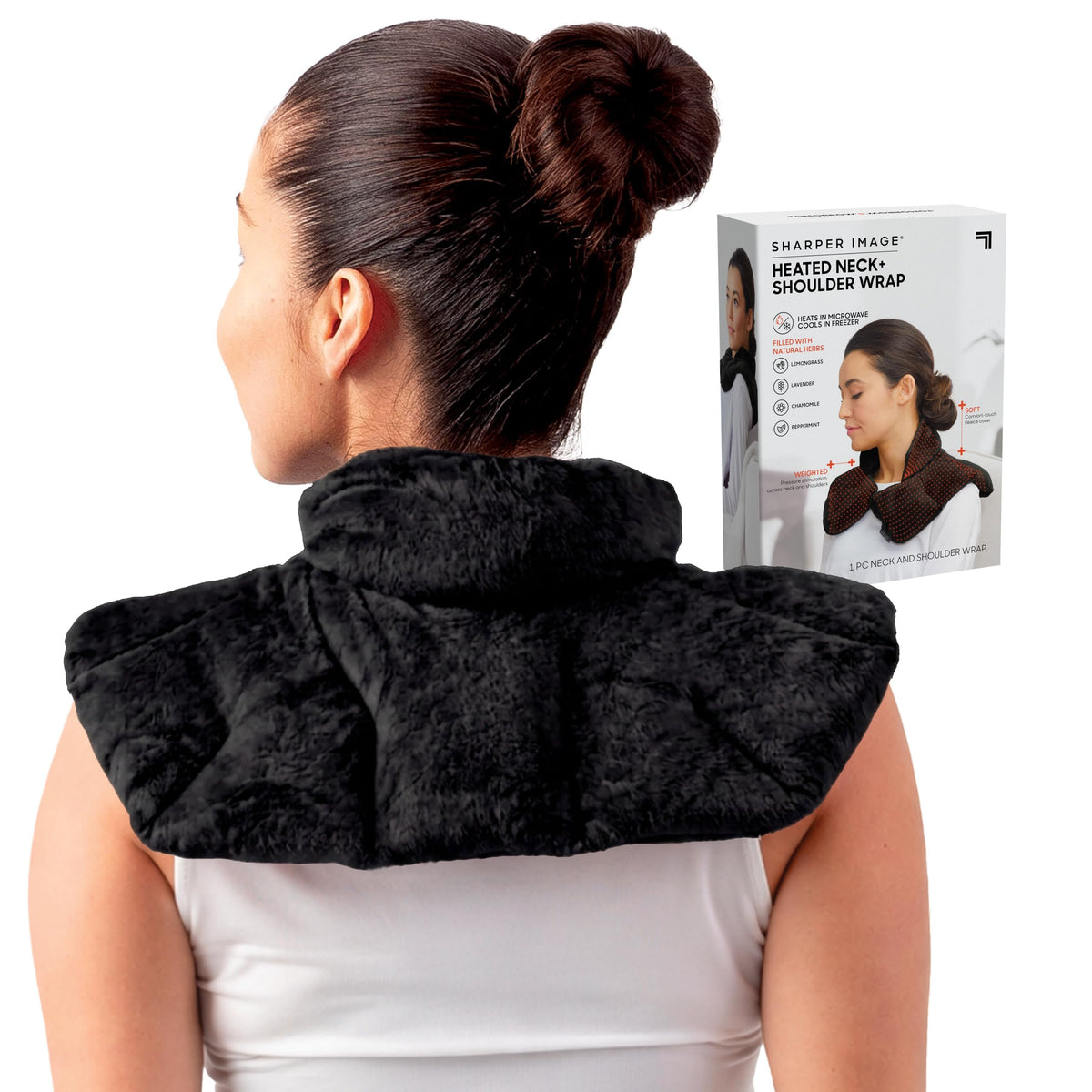 Sharper Image Heated Neck&Shoulder Wrap-Microwavable Warm&Cooling Plush Pad,Scented Aromatherapy (100% Natural Lavender-&Herb Spa Blend),Pain Tension Headache Relief Therapy,Gift for Women,(Pack of 8)