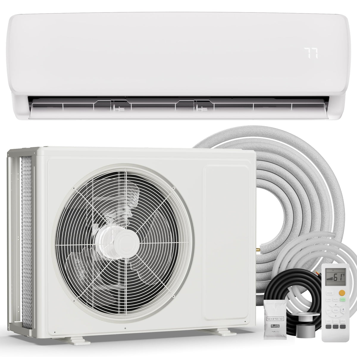 Mountman 12000BTU Mini Split Air Conditioner& Heater,19 SEER2 115V Wall-Mounted Ductless AC,Mini Split AC/Heating System up to 750 Sq.Ft,Energy Efficient Inverter AC with Heat Pump & Installation Kits