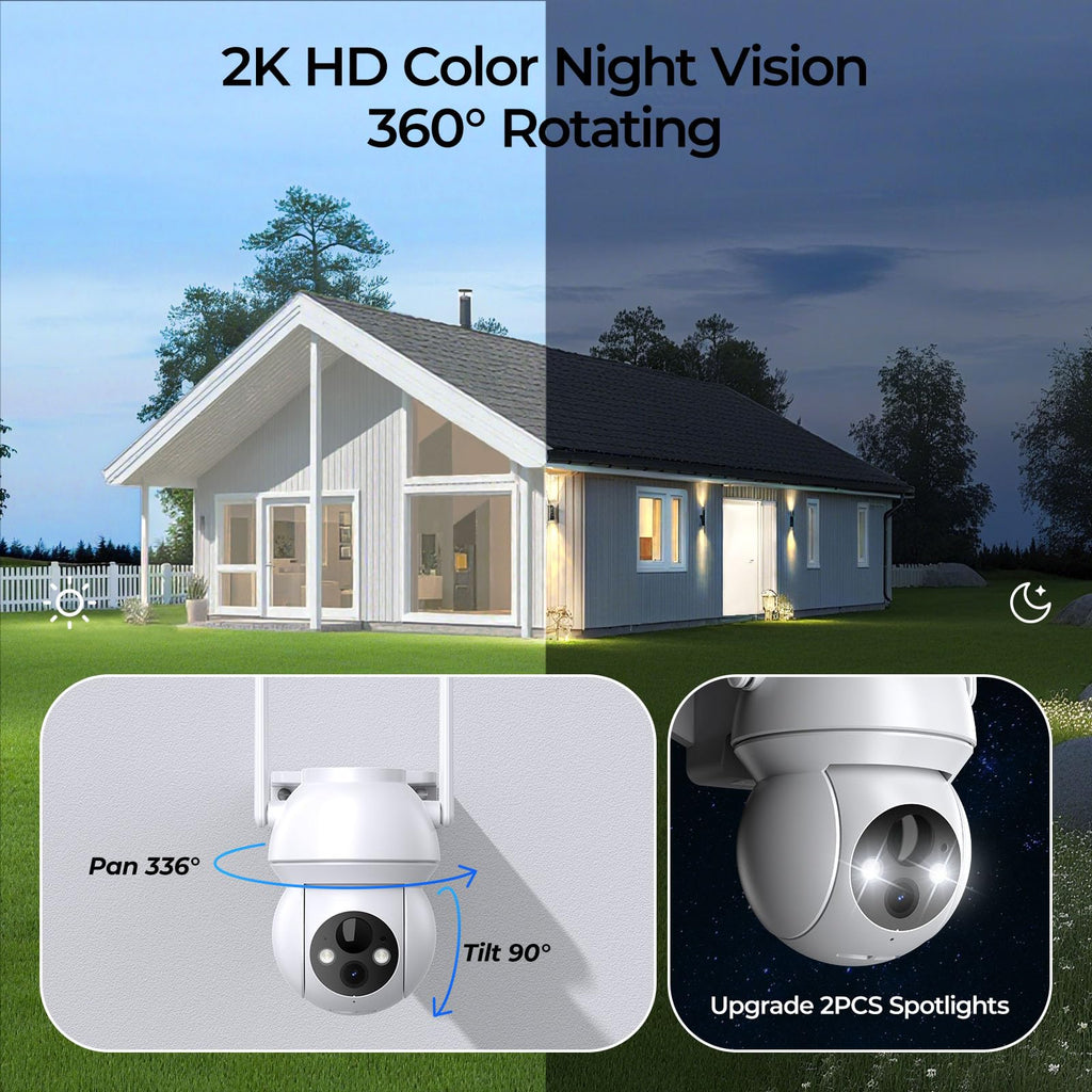 SolarCam 4-Pack, 2K Security Cameras Wireless Outdoor, Solar Powered