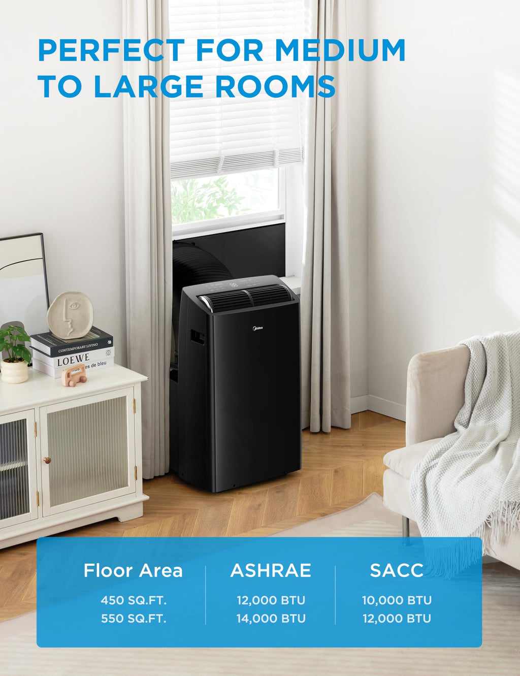 Midea Duo 14,000 BTU Portable Air Conditioner with Heat, Inverter Quiet