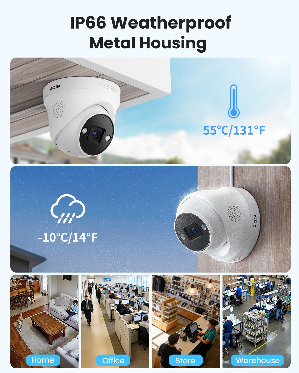 ZOSI 4K 16CH PoE Security Camera System, 12x 8MP Outdoor Cameras, 4TB HDD