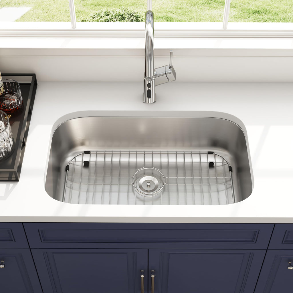 32 Inch Undermount Curved Spacious Single Bowl Kitchen Sink
