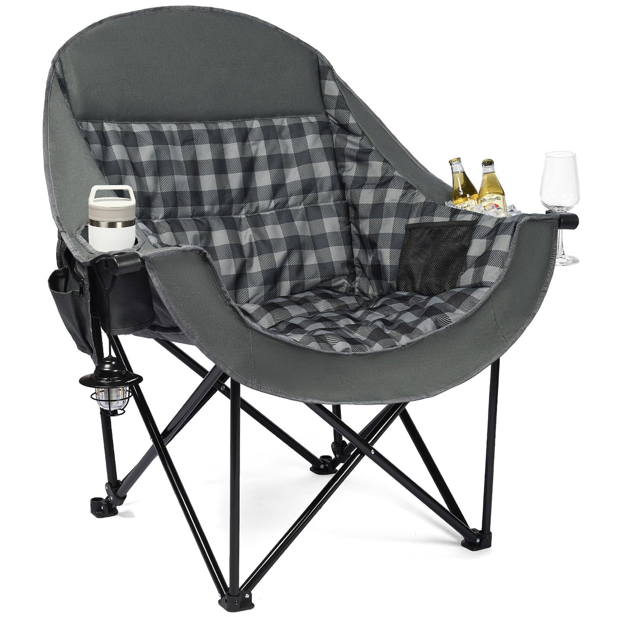 Heated Camping Chair - Oversized Padded Outdoor Folding Comfy Chair