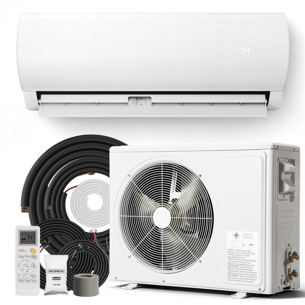 12000 BTU Mini Split Air Conditioner, 17 SEER2 115V Energy Efficient AC Inverter Air Conditioner & Heater Pump System, Cools Up to 750 Sq.Ft, Complete Installation Kit, Upgraded, White