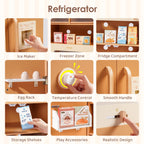ROBUD 4-in-1 Wooden Play Kitchen Set with Fridge Washer Dishwasher