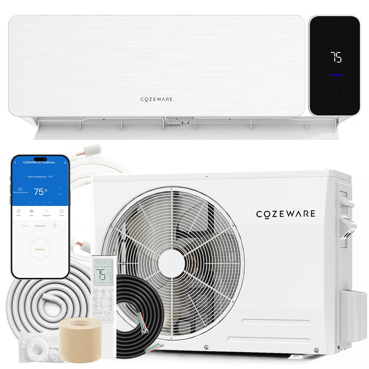 12000 BTU Mini Split AC/Heating System 115V 20 SEER2 Ductless