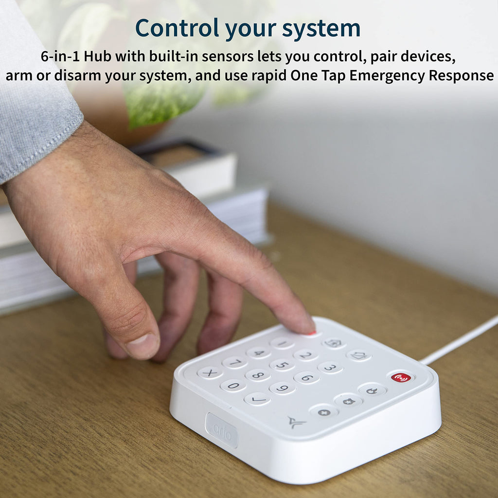 Arlo Home Security System - Alarm System with Wired Keypad Sensor Hub, 5 8-in-1 Sensors & Yard Sign - No Contract Required - DIY Installation - White, SS1501