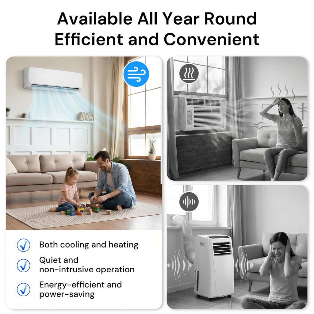 12000BTU Mini Split AC/Heating System, 19 SEER2 Energy Efficient Mini Split Air Conditioner with Heat Pump, Cools Up to 750sq.ft, Ductless Inverter AC Unit 115V