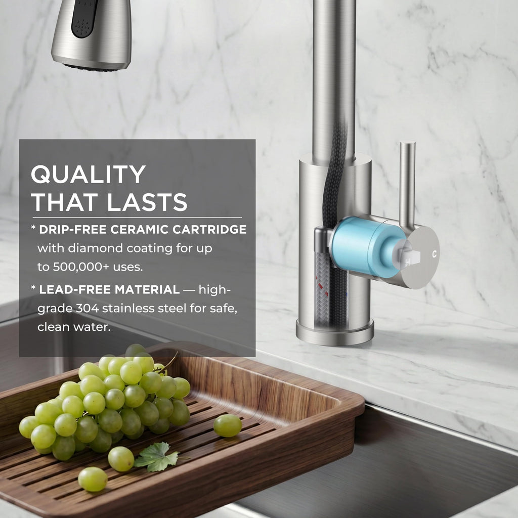 FORIOUS Touch Activated Kitchen Faucets Pull Down Sprayer, Brushed Nickel