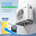 ROVSUN 28000 BTU Tri Zone WIFI Mini Split AC/Heating System, 20 SEER2 3 Zone (9K/12K/12K) BTU Ductless Split Air Conditioner with Pre-Charged Condenser, Heat Pump & 25Ft Line Set, 208-230V