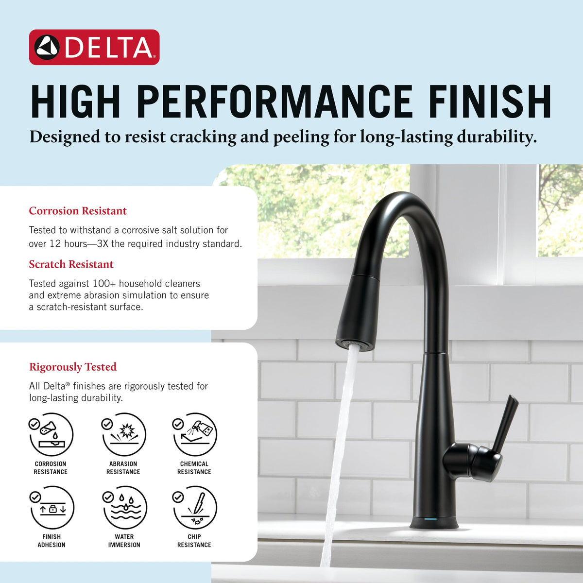 Delta Essa Matte Black Touch Kitchen Faucet with Pull Down Sprayer, Modern Single Hole Touch On Kitchen Sink Faucet, Single Handle, Matte Black 9113T-BL-DST
