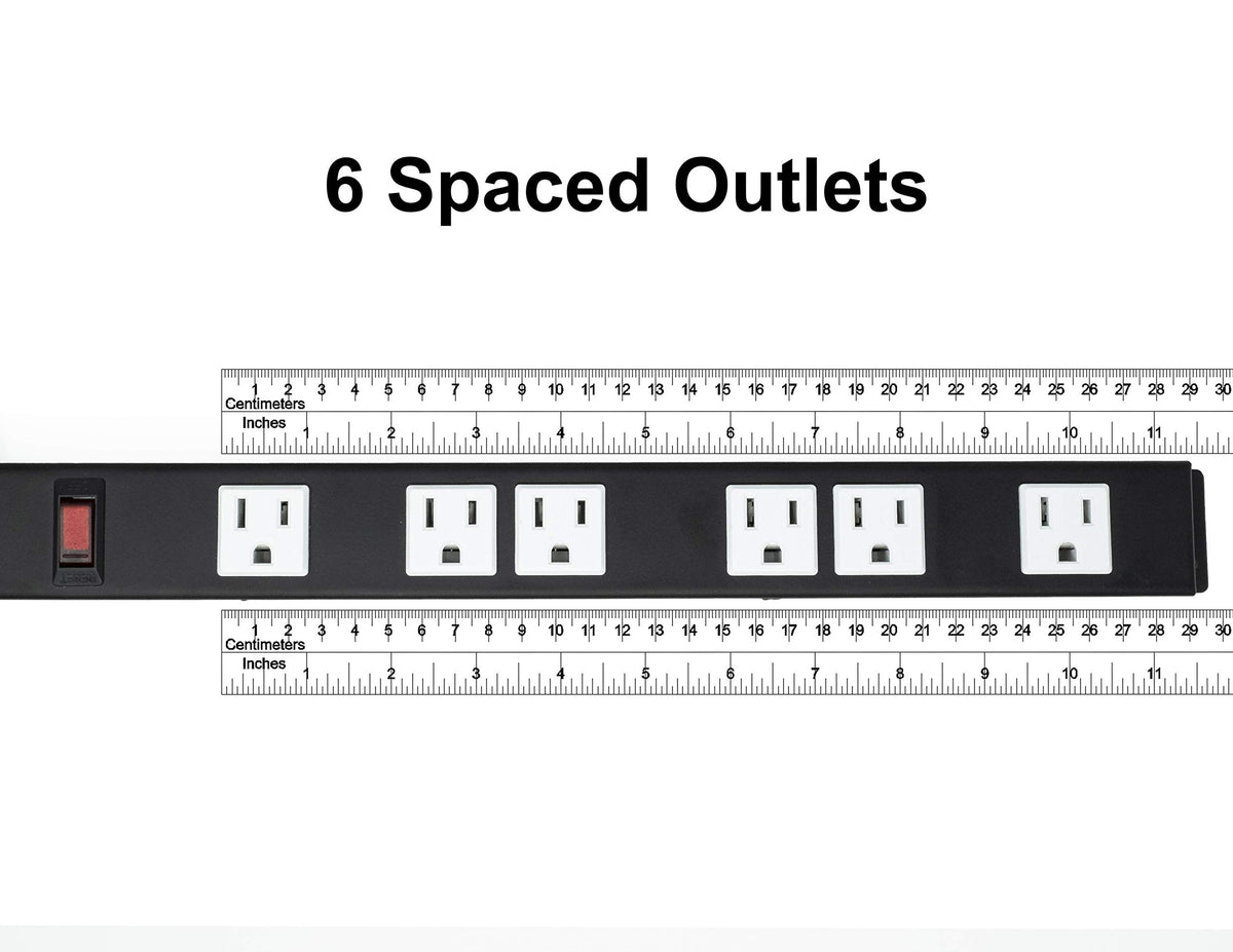 5-Pack OT16063 Heavy Duty Metal Surge Protector Power Strip with Mounting Parts 6 White Outlets 3 Feet Power Cord