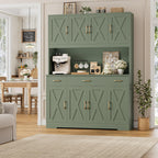 HOSTACK 71" Tall Kitchen Pantry Storage Cabinet, 55" W Kitchen Hutch, Green