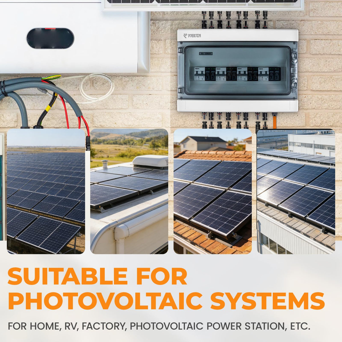 Solar Disconnect Switch with SPD Surge Protector 1000V DC 30A Solar PV Combiner Box Power Distribution Box for Solar Panels 2 in 2 Out (30A, HT18 4string)