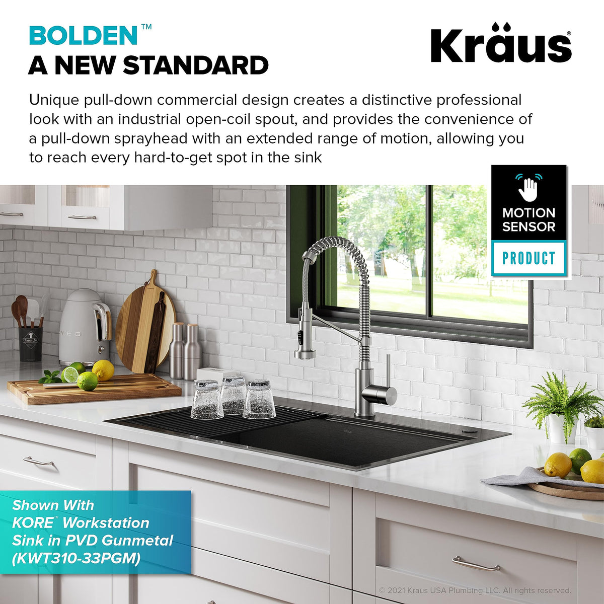 KRAUS Stainless Steel 18 in Touchless Pull Down Kitchen Faucet KSF-1610SFS
