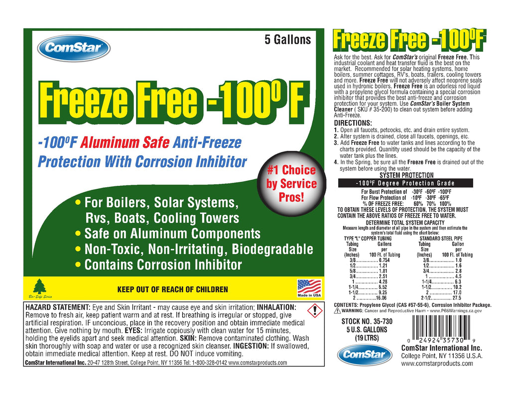 Freeze Free -100ºF 5 gal Aluminum Safe Heat Transfer & Antifreeze