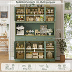 HOSTACK 71" Tall Kitchen Pantry Storage Cabinet, 55" W Kitchen Hutch, Green