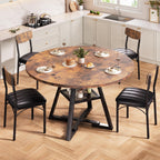 Dining Table Set for 4,Kitchen Table and Chairs for 4, Round Dining Room Table with Upholstered Chairs, 5 Piece Space Saving Circle Wood Kitchen & Dining Room Dinner Dinette Table Set (Vintage, 42In)