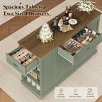 HOSTACK 47"W Kitchen Island Cart with Storage, Rolling Island Table, Green