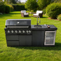 104-Inch 4 Burner 72000 BTU Stainless Steel Outdoor Kitchen Bar, Silver
