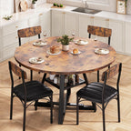 Dining Table Set for 4,Kitchen Table and Chairs for 4, Round Dining Room Table with Upholstered Chairs, 5 Piece Space Saving Circle Wood Kitchen & Dining Room Dinner Dinette Table Set (Vintage, 42In)